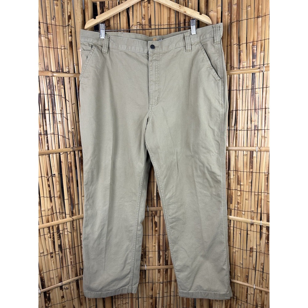 Carhartt Men's Relaxed Fit Tan Carpenter Khakis Cotton Workwear Pants 42x30